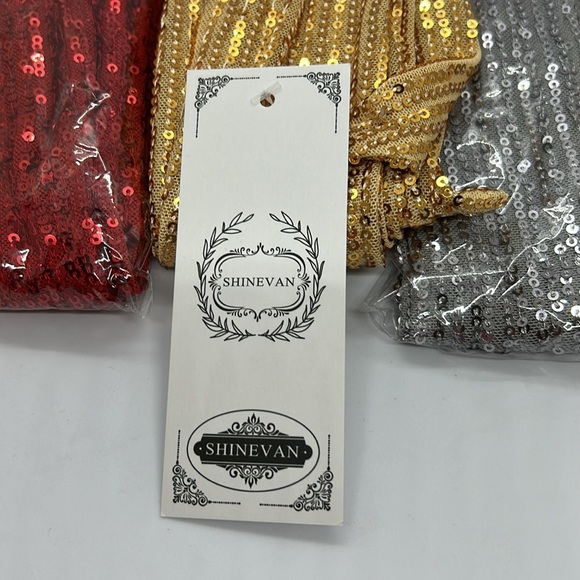New 5 pieces, HI-party Scarf’s Gold, Silver,Red
2.5 inch.Wide X 51 inch. Long - Picture 3 of 8